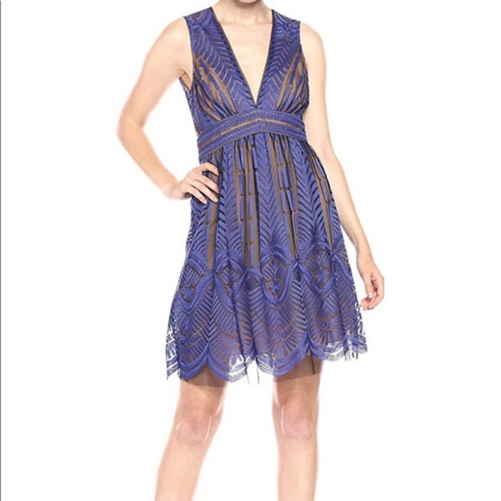 BCBGMaxAzria Blue Lace V-Neck Dress Never worn- Size 0